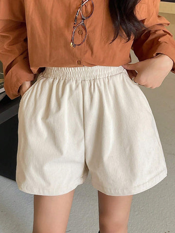 DAZY Women's Plain Pocket Relaxed Corduroy Shorts