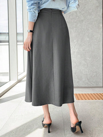 DAZY Women's Plain Ruched A-Line Skirt