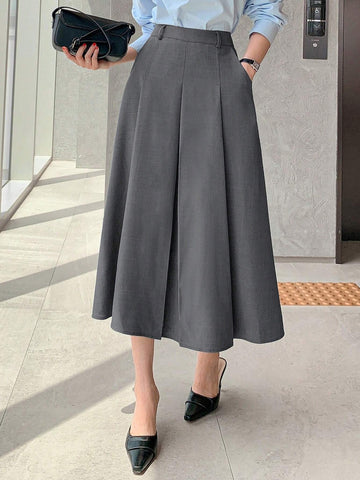 DAZY Women's Plain Ruched A-Line Skirt