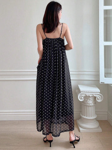 DAZY Women's Polka Dot Printed Summer Cami Dress