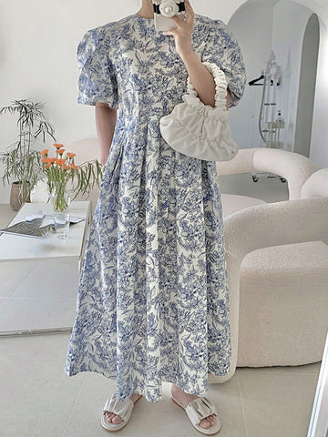 DAZY Women's Round Neck Floral Dress