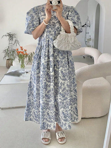 DAZY Women's Round Neck Floral Dress