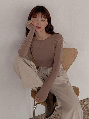 DAZY Women's Round Neck Long Sleeve T-Shirt