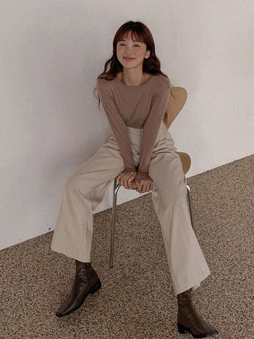 DAZY Women's Round Neck Long Sleeve T-Shirt