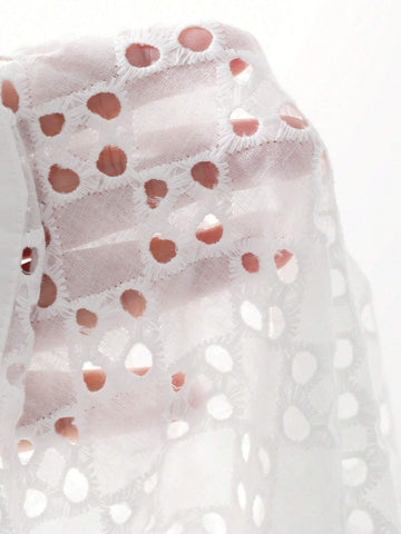 DAZY Women's Sheer Hollow-Out Textured Open Front Shirt