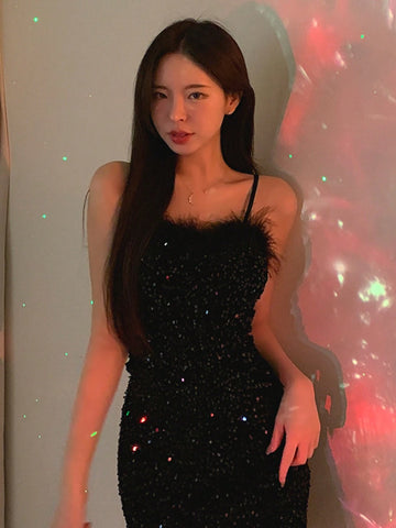 DAZY Women's Short Sequin Ruched Bodycon Mini Dress