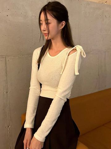 DAZY Women's Shoulder Hollow Out T-Shirt