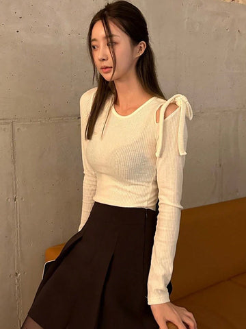 DAZY Women's Shoulder Hollow Out T-Shirt