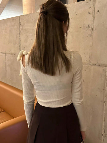 DAZY Women's Shoulder Hollow Out T-Shirt