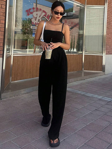 DAZY Women's Simple Solid Color Daily Wear Tank Tops, 2pcs/Set