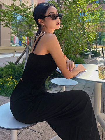 DAZY Women's Simple Solid Color Daily Wear Tank Tops, 2pcs/Set