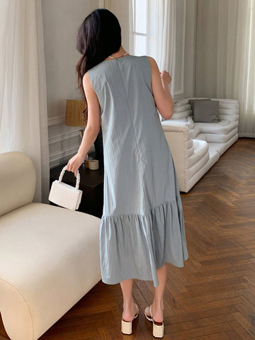 DAZY Women's Sleeveless Dress With Ruffled Hem