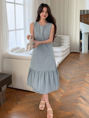 DAZY Women's Sleeveless Dress With Ruffled Hem