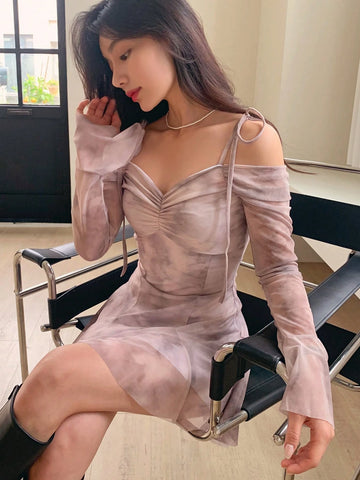 DAZY Women's Sleeveless Long Sleeve Cut-Out Waist Short Dress