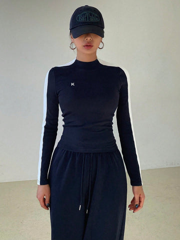 DAZY Women's Slim Fit Letter Print Long Sleeve Top And Pants Set