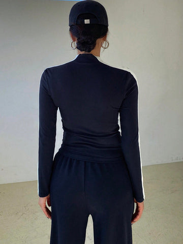 DAZY Women's Slim Fit Letter Print Long Sleeve Top And Pants Set