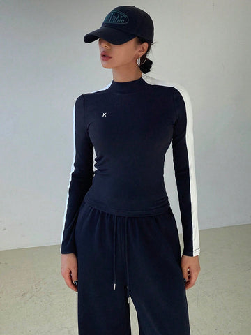 DAZY Women's Slim Fit Letter Print Long Sleeve Top And Pants Set