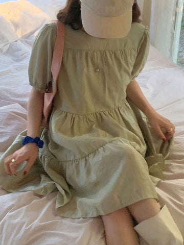 DAZY Women's Solid Color Babydoll Dress