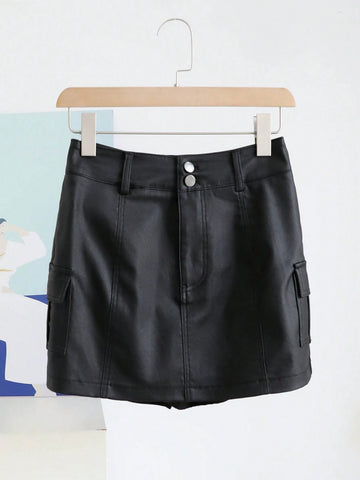 DAZY Women's Solid Color Bodycon Pencil Skirt With Elastic Waist For A Slimming Look