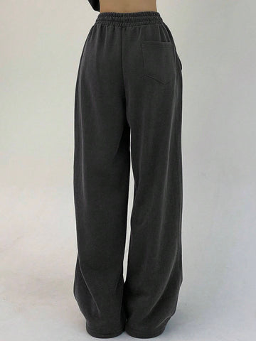 DAZY Women's Solid Color Drawstring Waist Pants