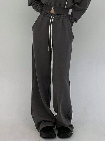 DAZY Women's Solid Color Drawstring Waist Pants