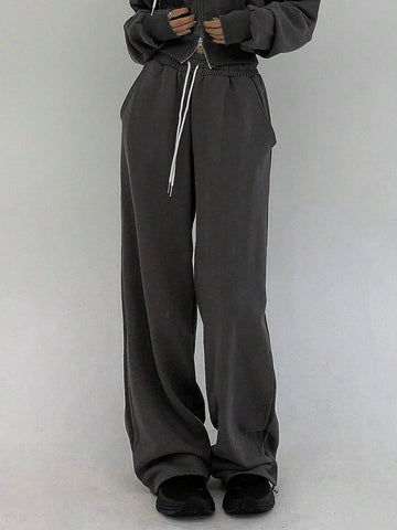 DAZY Women's Solid Color Drawstring Waist Pants