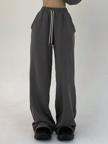 DAZY Women's Solid Color Drawstring Waist Pants