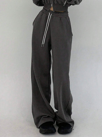 DAZY Women's Solid Color Drawstring Waist Pants