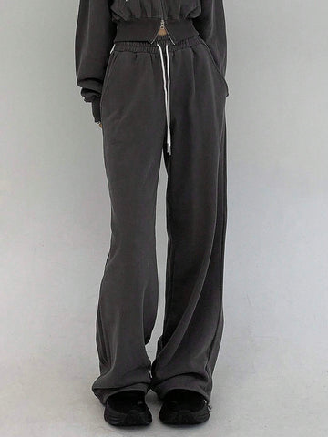 DAZY Women's Solid Color Drawstring Waist Pants