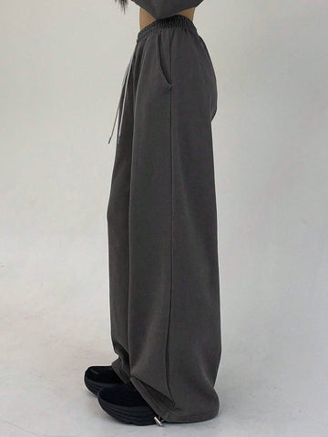 DAZY Women's Solid Color Drawstring Waist Pants