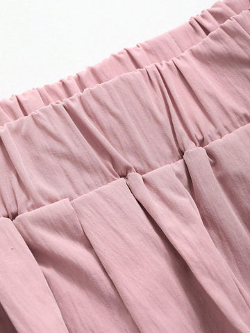 DAZY Women's Solid Color Elastic Waist Loose Fit Pants With Pockets