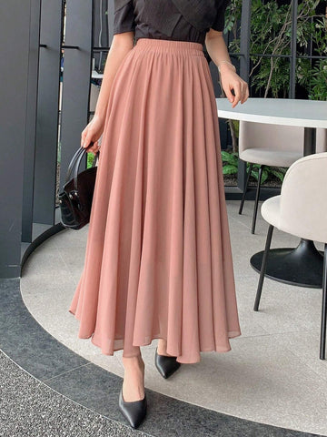 DAZY Women's Solid Color Elastic Waist Skirt