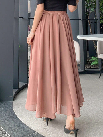 DAZY Women's Solid Color Elastic Waist Skirt