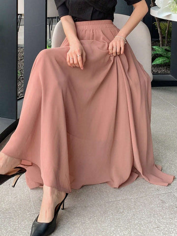 DAZY Women's Solid Color Elastic Waist Skirt