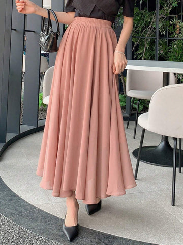 DAZY Women's Solid Color Elastic Waist Skirt