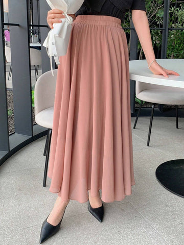 DAZY Women's Solid Color Elastic Waist Skirt