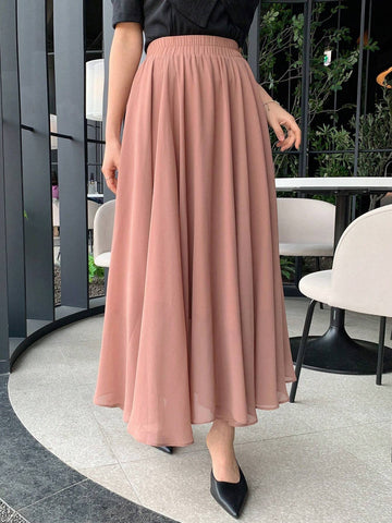 DAZY Women's Solid Color Elastic Waist Skirt