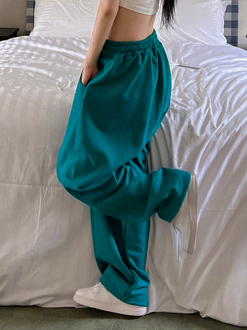 DAZY Women's Solid Color Elastic Waist Street Style Sweatpants With Belt