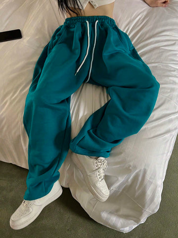 DAZY Women's Solid Color Elastic Waist Street Style Sweatpants With Belt