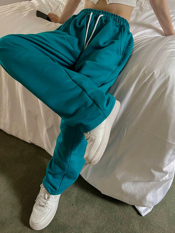 DAZY Women's Solid Color Elastic Waist Street Style Sweatpants With Belt