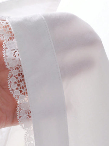 DAZY Women's Solid Color Front Button Long Sleeve Casual Blouse, Daily Wear