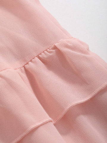 DAZY Women's Solid Color Layered Summer Casual Skirt