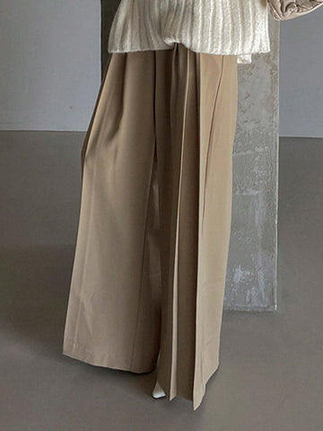 DAZY Women's Solid Color Loose Pleated Business Casual Pants