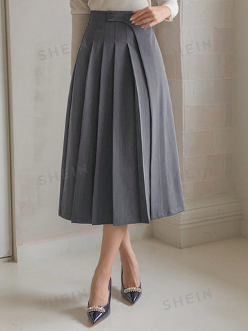 DAZY Women's Solid Color Pleated Skirt