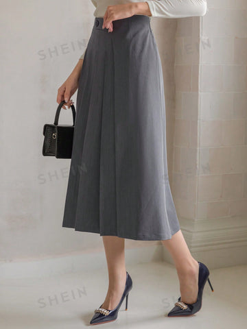 DAZY Women's Solid Color Pleated Skirt