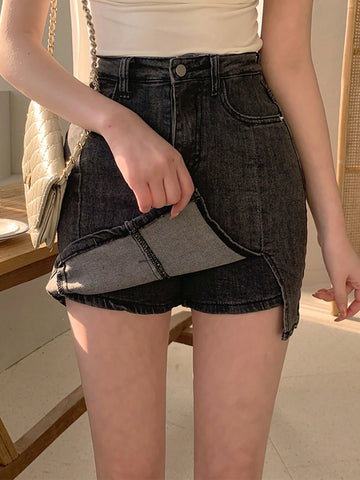 DAZY Women's Solid Color Simple Daily Mini Skirt