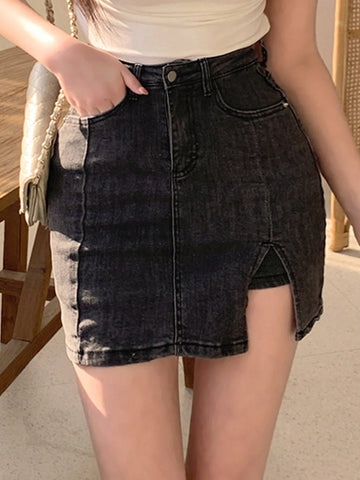 DAZY Women's Solid Color Simple Daily Mini Skirt