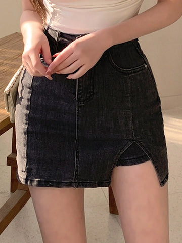 DAZY Women's Solid Color Simple Daily Mini Skirt