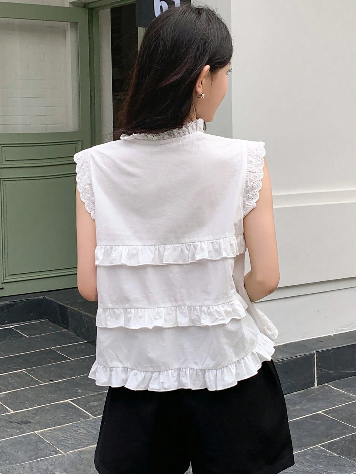 DAZY Women's Solid Color Simple Daily Short Sleeve Shirt