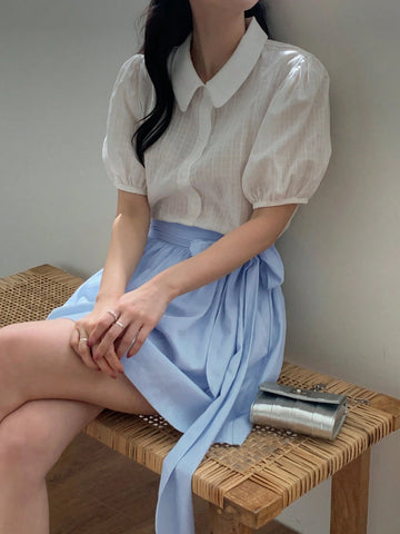 DAZY Women's Solid Color Simple Daily Wear Tie-Waist Skirt